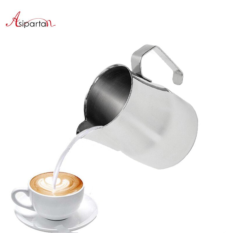 Asipartan Stainless Steel Milk Frothing Jug Espresso Coffee Pitcher Cup 350/500/750ml Cappuccino