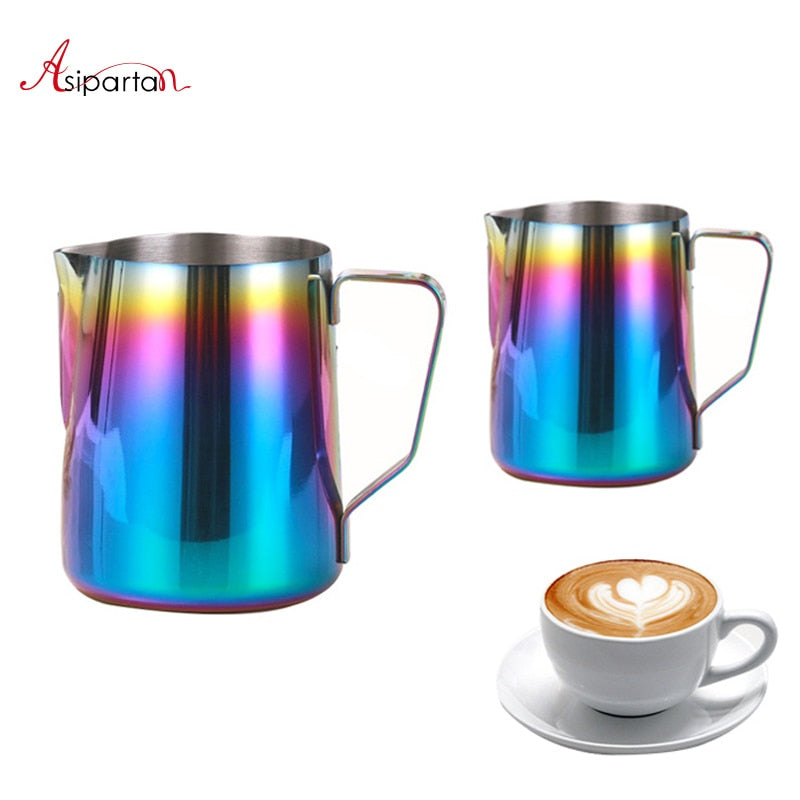 Asipartan Stainless Steel Milk Frothing Jug Espresso Coffee Pitcher Cup 350/600ml Cappuccino Latte
