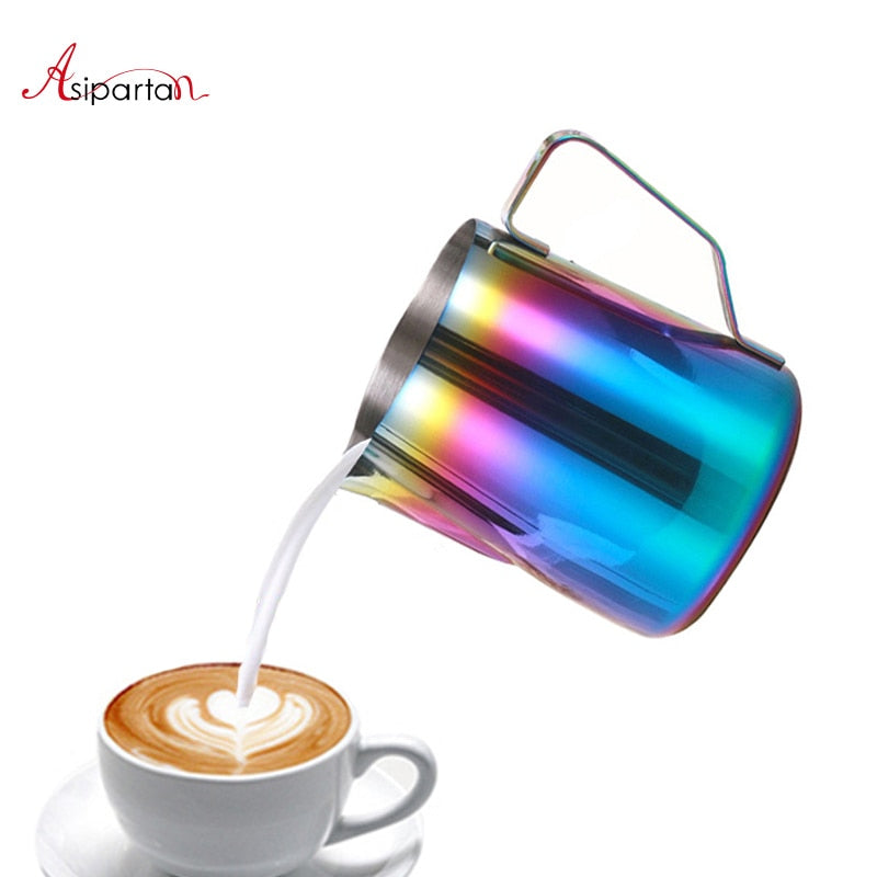 Asipartan Stainless Steel Milk Frothing Jug Espresso Coffee Pitcher Cup 350/600ml Cappuccino Latte