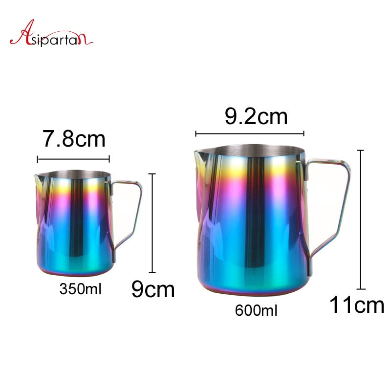 Asipartan Stainless Steel Milk Frothing Jug Espresso Coffee Pitcher Cup 350/600ml Cappuccino Latte