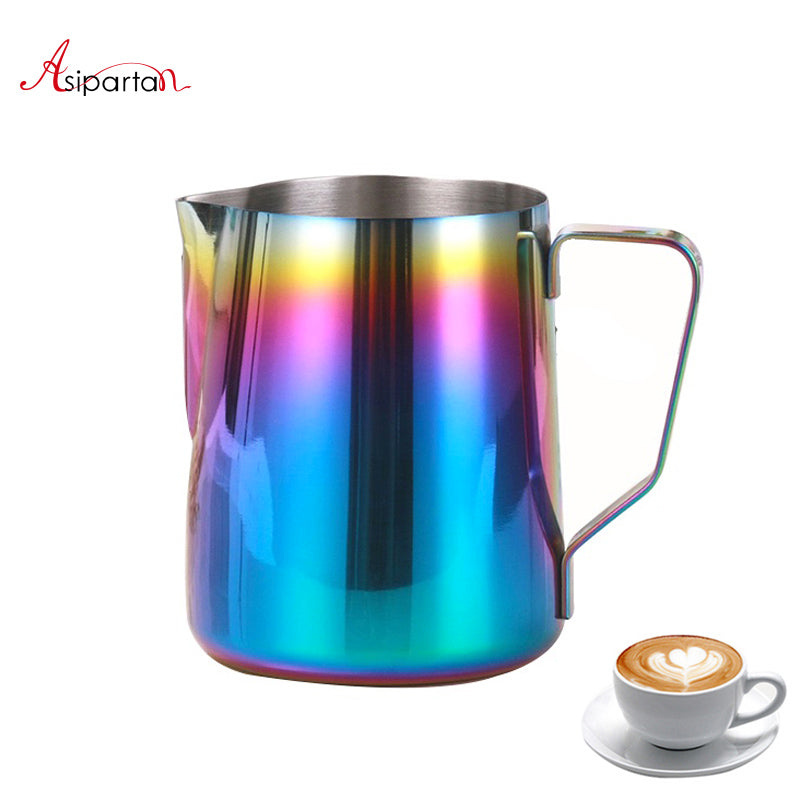 Asipartan Stainless Steel Milk Frothing Jug Espresso Coffee Pitcher Cup 350/600ml Cappuccino Latte