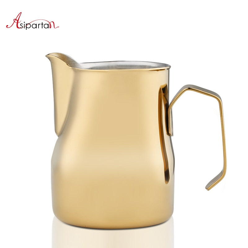 Asipartan Stainless Steel Milk Frothing Jug Espresso Coffee Pitcher Cup Milk Foam Jugs Coffee Pull