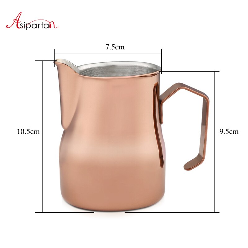 Asipartan Stainless Steel Milk Frothing Jug Espresso Coffee Pitcher Cup Milk Foam Jugs Coffee Pull