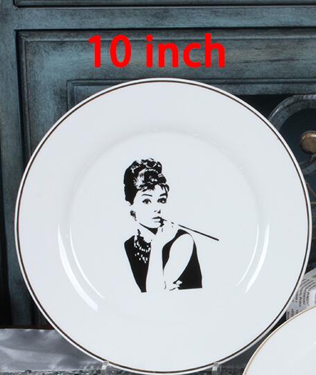 Audrey Hepburn Printing Cups Saucers British Classical Dish Ceramics Cup Phnom Penh Free Combination