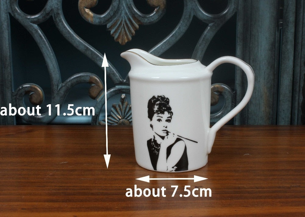 Audrey Hepburn Printing Cups Saucers British Classical Dish Ceramics Cup Phnom Penh Free Combination