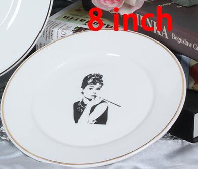 Audrey Hepburn Printing Cups Saucers British Classical Dish Ceramics Cup Phnom Penh Free Combination