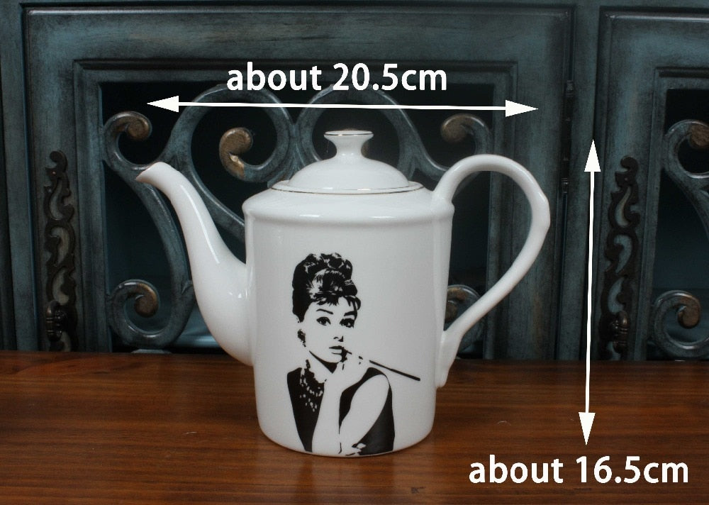 Audrey Hepburn Printing Cups Saucers British Classical Dish Ceramics Cup Phnom Penh Free Combination