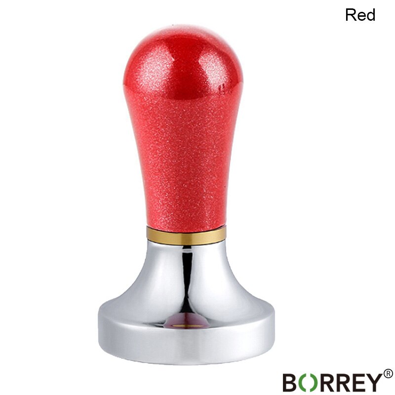 BORREY Stainless Steel Coffee Tamper 57mm Coffee Powder Hammer Flat Silicone Coffee Tamper Holder