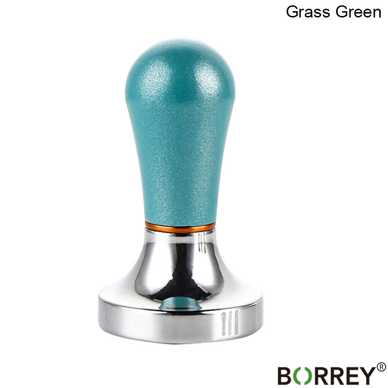 BORREY Stainless Steel Coffee Tamper 57mm Coffee Powder Hammer Flat Silicone Coffee Tamper Holder