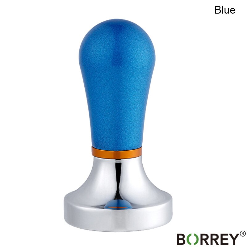 BORREY Stainless Steel Coffee Tamper 57mm Coffee Powder Hammer Flat Silicone Coffee Tamper Holder