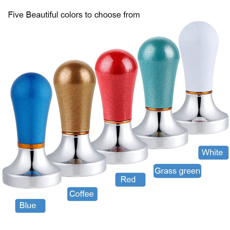 BORREY Stainless Steel Coffee Tamper 57mm Coffee Powder Hammer Flat Silicone Coffee Tamper Holder