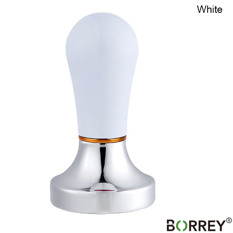BORREY Stainless Steel Coffee Tamper 57mm Coffee Powder Hammer Flat Silicone Coffee Tamper Holder