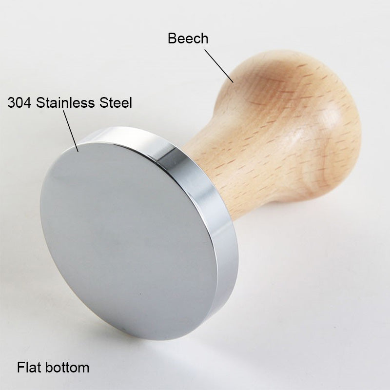 BORREY Espresso Coffee Tamper 58mm Stainless Steel Coffee Tamper Stand With Solid Wood Handle