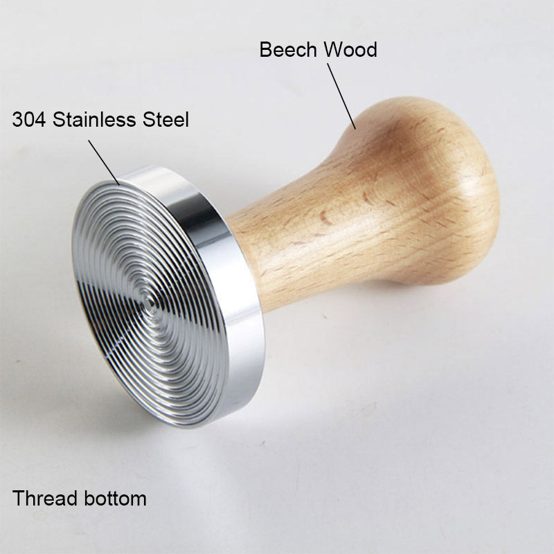 BORREY Espresso Coffee Tamper 58mm Stainless Steel Coffee Tamper Stand With Solid Wood Handle