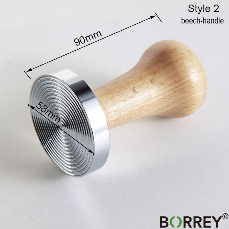 BORREY Espresso Coffee Tamper 58mm Stainless Steel Coffee Tamper Stand With Solid Wood Handle