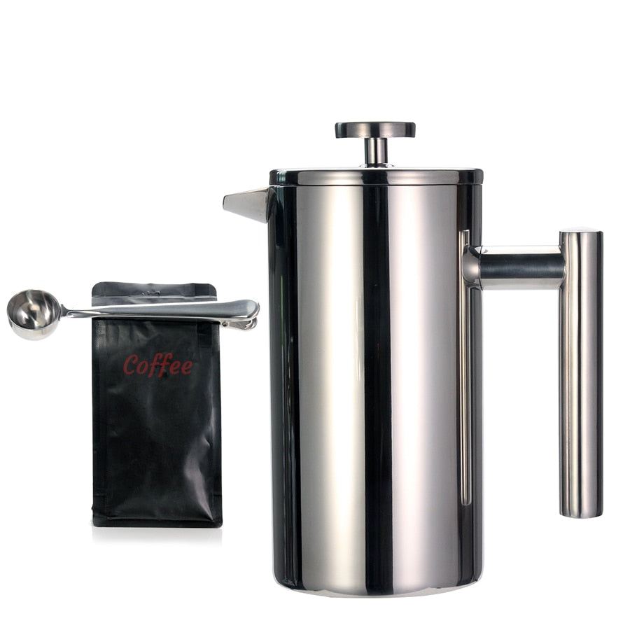 Best French Press Coffee Maker - Double Wall 304 Stainless Steel - Keeps Brewed Coffee or Tea