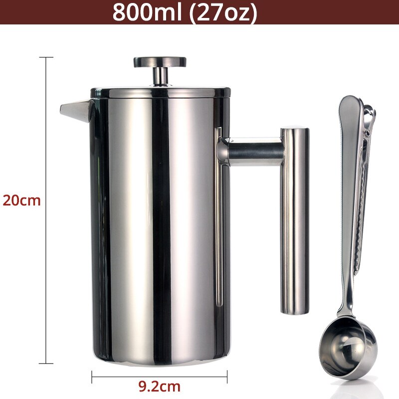 Best French Press Coffee Maker - Double Wall 304 Stainless Steel - Keeps Brewed Coffee or Tea