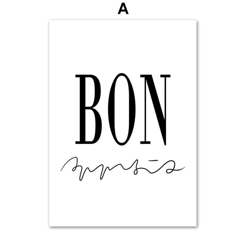 Bon Tea Coffee Quotes Nordic Posters And Prints Wall Art Canvas Painting Black White Wall Pictures