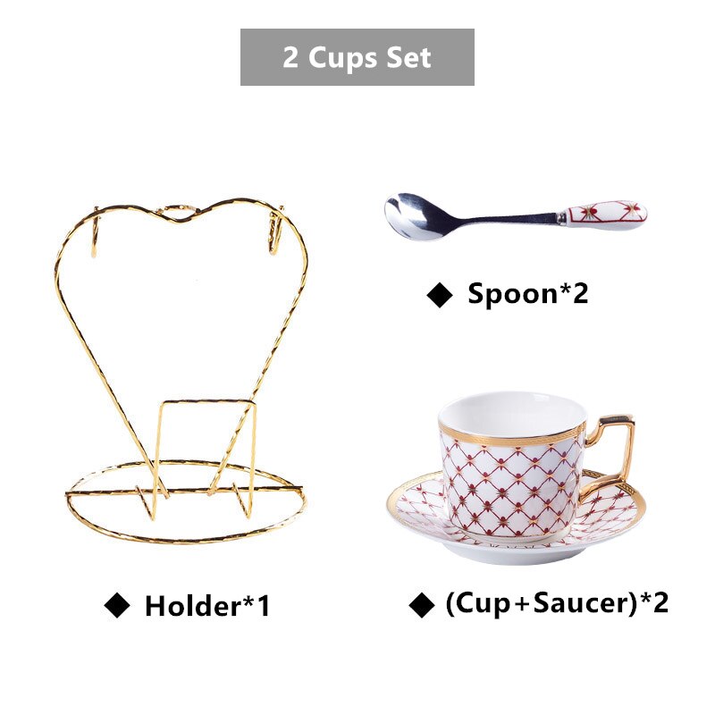 Bone China Coffee Cup Saucer Spoon Set 200ml Nordic Tea Cup Golden Porcelain Tea Set Advanced