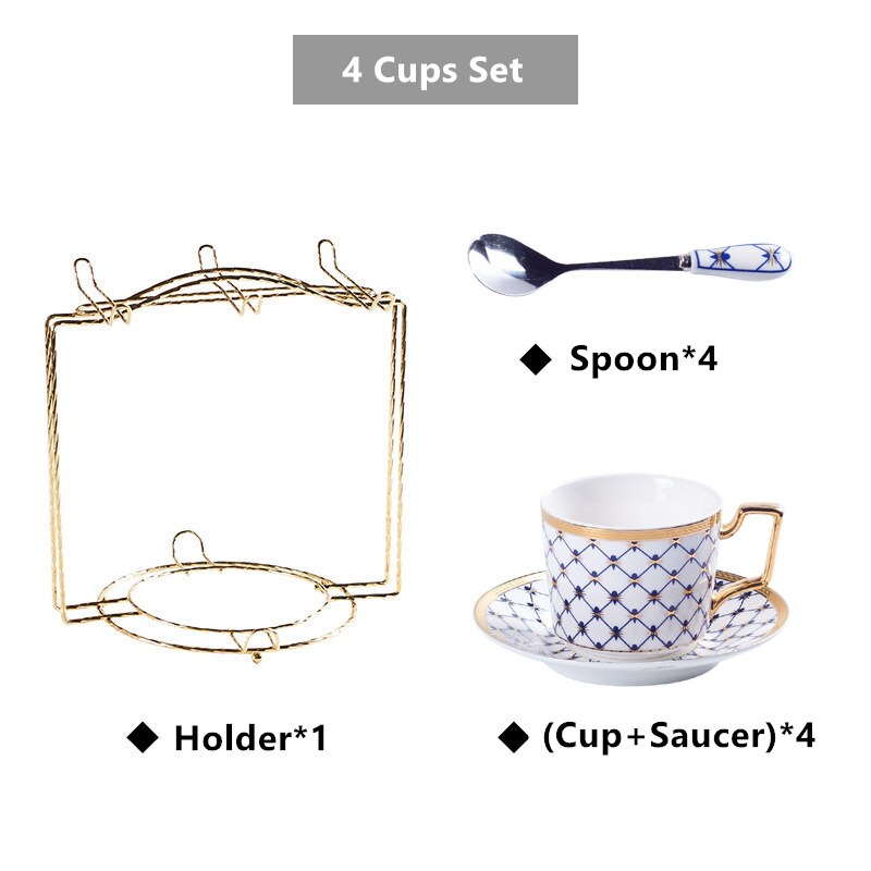 Bone China Coffee Cup Saucer Spoon Set 200ml Nordic Tea Cup Golden Porcelain Tea Set Advanced