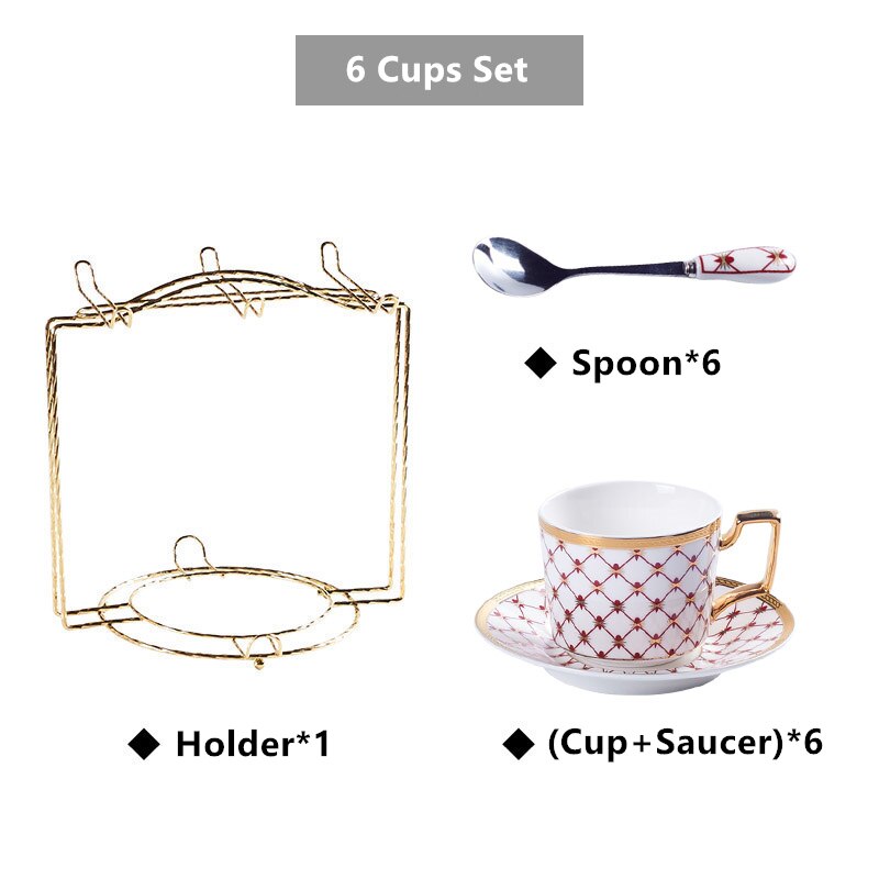 Bone China Coffee Cup Saucer Spoon Set 200ml Nordic Tea Cup Golden Porcelain Tea Set Advanced