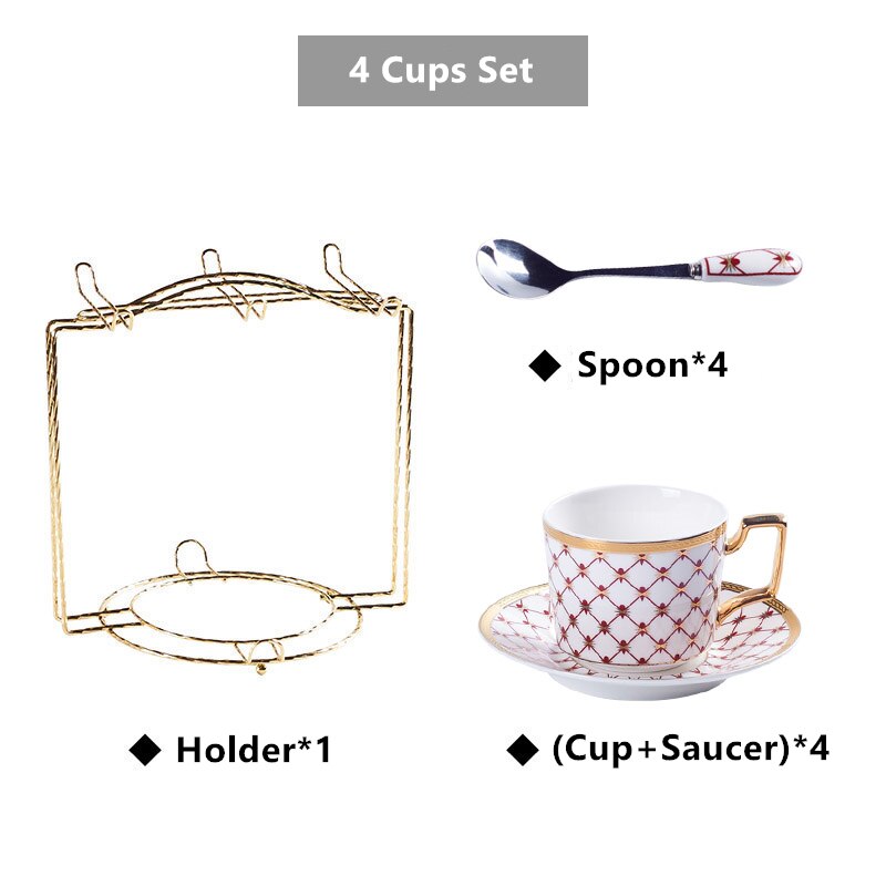 Bone China Coffee Cup Saucer Spoon Set 200ml Nordic Tea Cup Golden Porcelain Tea Set Advanced