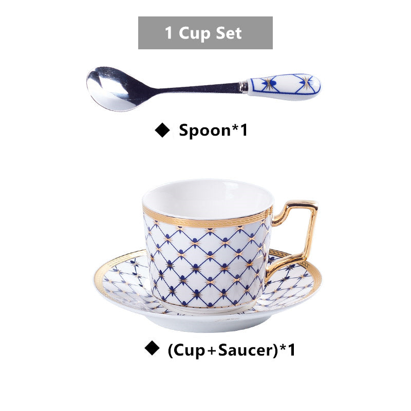 Bone China Coffee Cup Saucer Spoon Set 200ml Nordic Tea Cup Golden Porcelain Tea Set Advanced