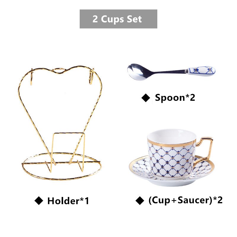 Bone China Coffee Cup Saucer Spoon Set 200ml Nordic Tea Cup Golden Porcelain Tea Set Advanced