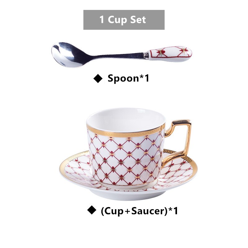 Bone China Coffee Cup Saucer Spoon Set 200ml Nordic Tea Cup Golden Porcelain Tea Set Advanced