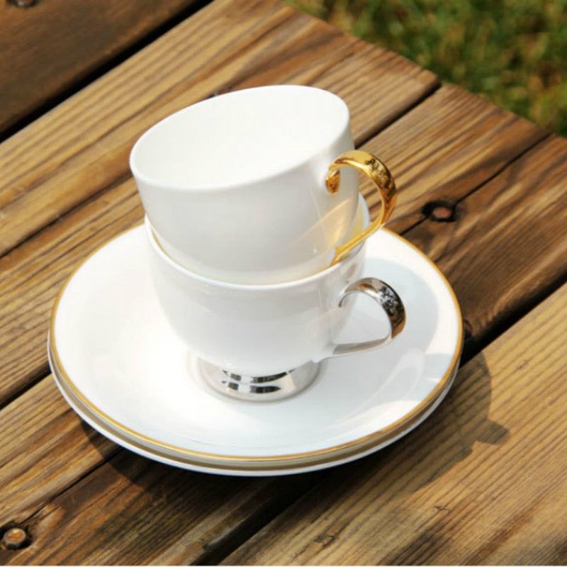 British Royal Phnom Penh Silver Edge Cups & Saucers Cat Feces Coffee Cup Cappuccino Cup and Saucer