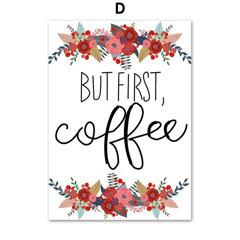 But First Coffee Quotes Wall Art Canvas Painting Nordic Posters And Prints Wall Pictures for Kitchen Decor