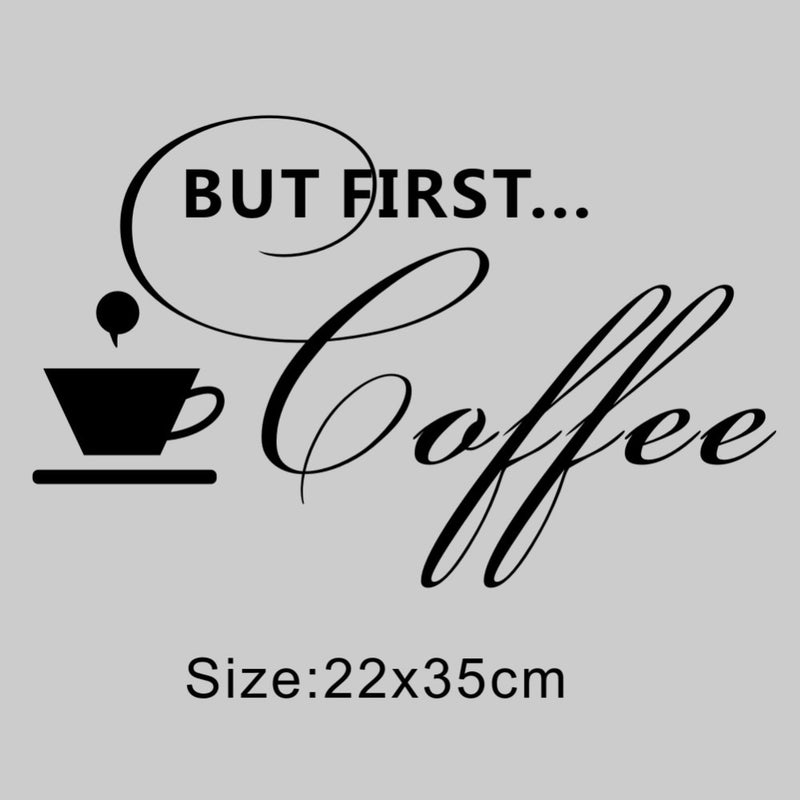 But First Coffee Quotes Wall Decal Vinyl Art lettering kitchen Sticker for Cafe Restaurant Room