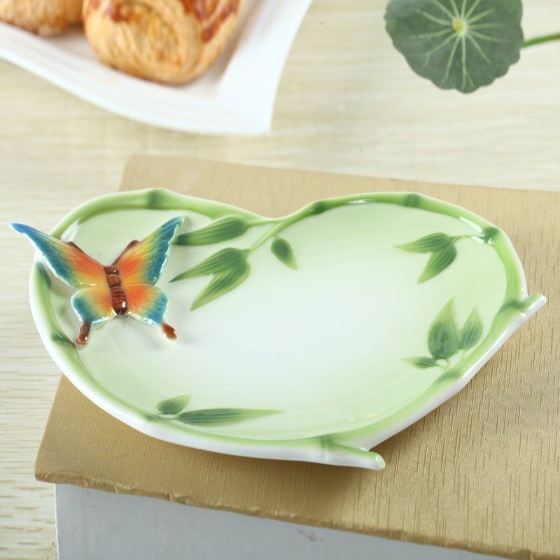 Butterfly Enamel Porcelain Coffee Tea Cup and Saucer Spoon Decoration Ceramic Tea Water Drinkware