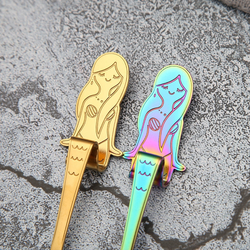 CHANOVEL 1Pcs 304 Stainless Steel Mermaid Spoon Creative Coffee Spoon Ice Cream Candy Teaspoon