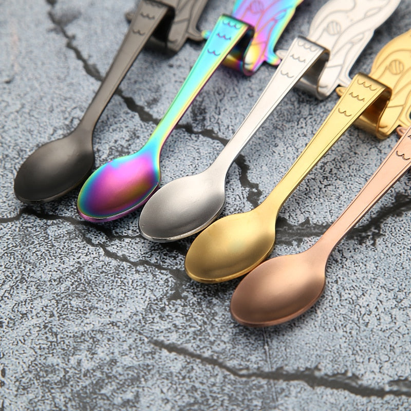 CHANOVEL 1Pcs 304 Stainless Steel Mermaid Spoon Creative Coffee Spoon Ice Cream Candy Teaspoon