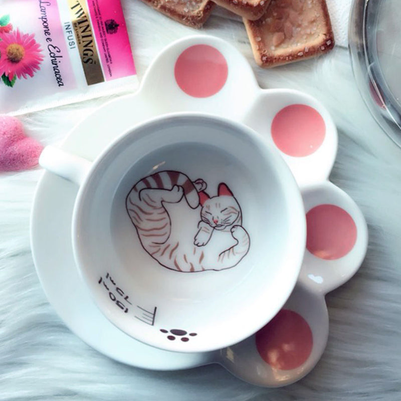Cartoon Cat Coffee Set Creative Milk Breakfast Cups & Saucers Ceramic Cups Cartoon Gift