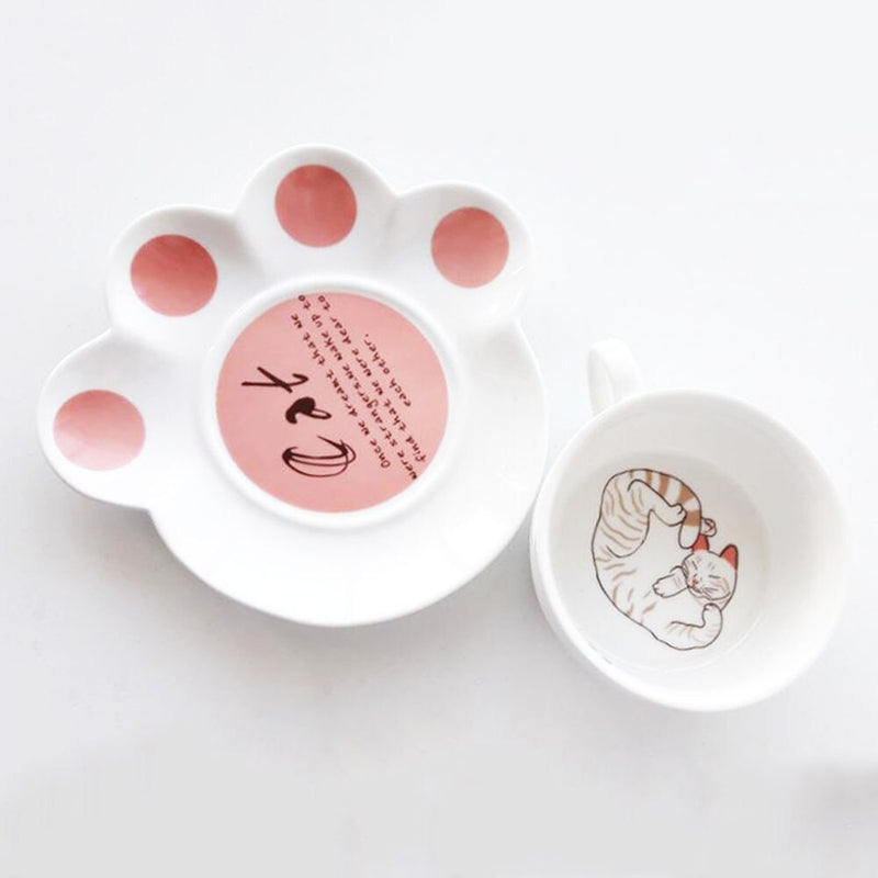 Cartoon Cat Coffee Set Creative Milk Breakfast Cups & Saucers Ceramic Cups Cartoon Gift