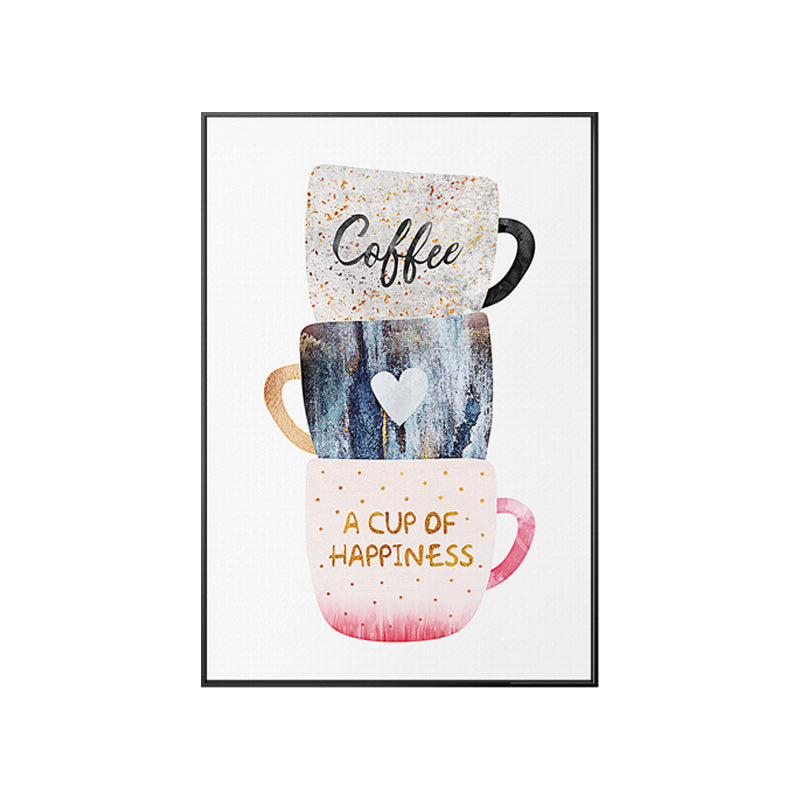 Cartoon Coffee Cup Afternoon Tea Canvas Painting Poster Print Cute Wal