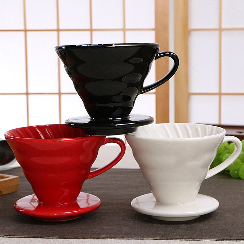Ceramic Coffee Dripper Engine V60 Style Coffee Drip Filter Cup Permanent Pour Over Coffee Maker with