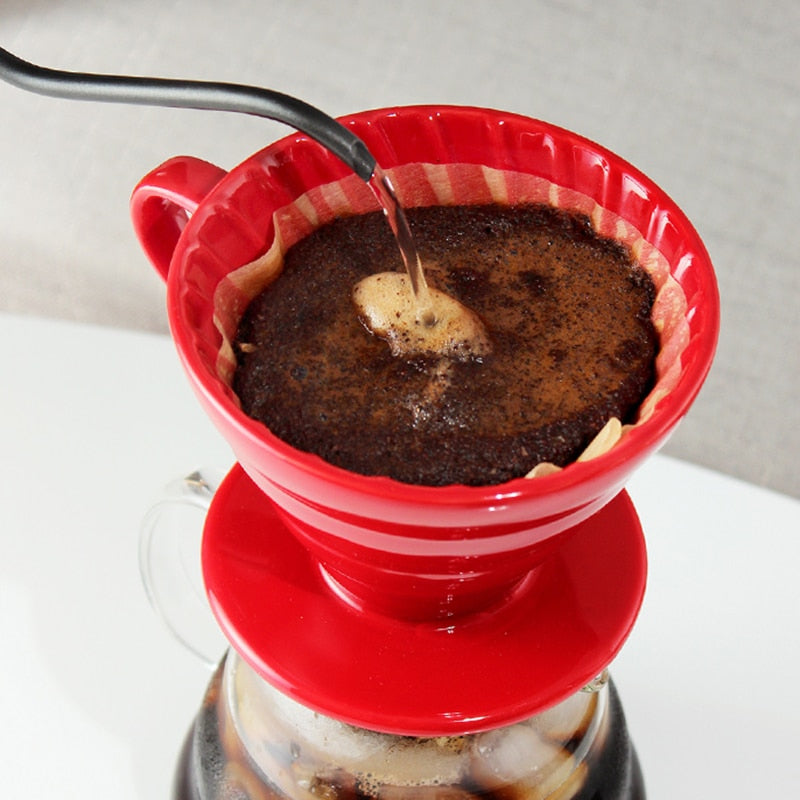 Ceramic Coffee Dripper Engine V60 Style Coffee Drip Filter Cup Permanent Pour Over Coffee Maker with