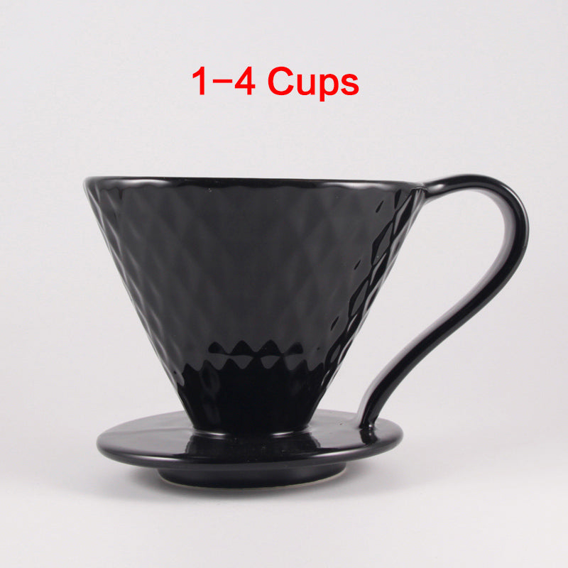 Ceramic Coffee Filters V60 Coffee Drip Filter Cup Diamond shape Permanent Pour Over Coffee Maker