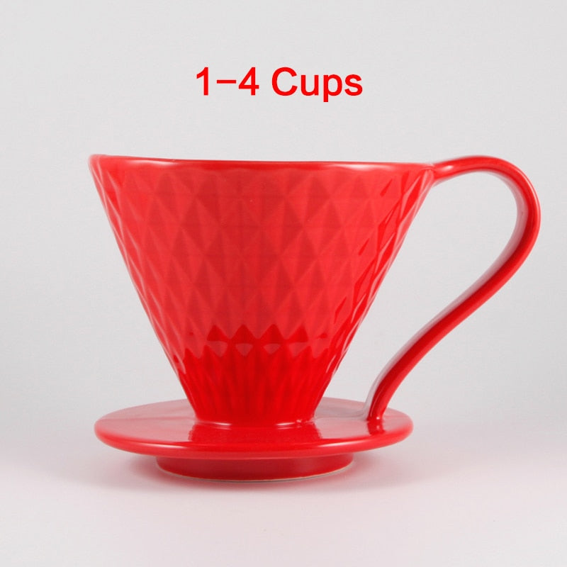 Ceramic Coffee Filters V60 Coffee Drip Filter Cup Diamond shape Permanent Pour Over Coffee Maker