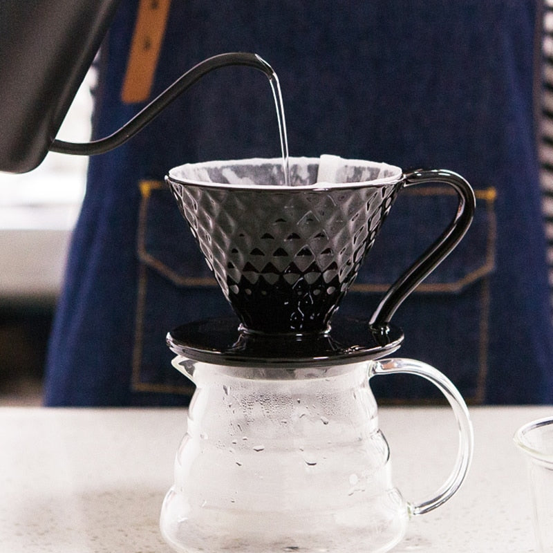 Ceramic Coffee Filters V60 Coffee Drip Filter Cup Diamond shape Permanent Pour Over Coffee Maker