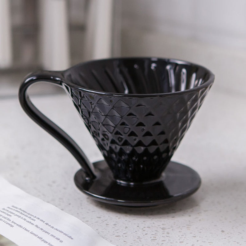 Ceramic Coffee Filters V60 Coffee Drip Filter Cup Diamond shape Permanent Pour Over Coffee Maker