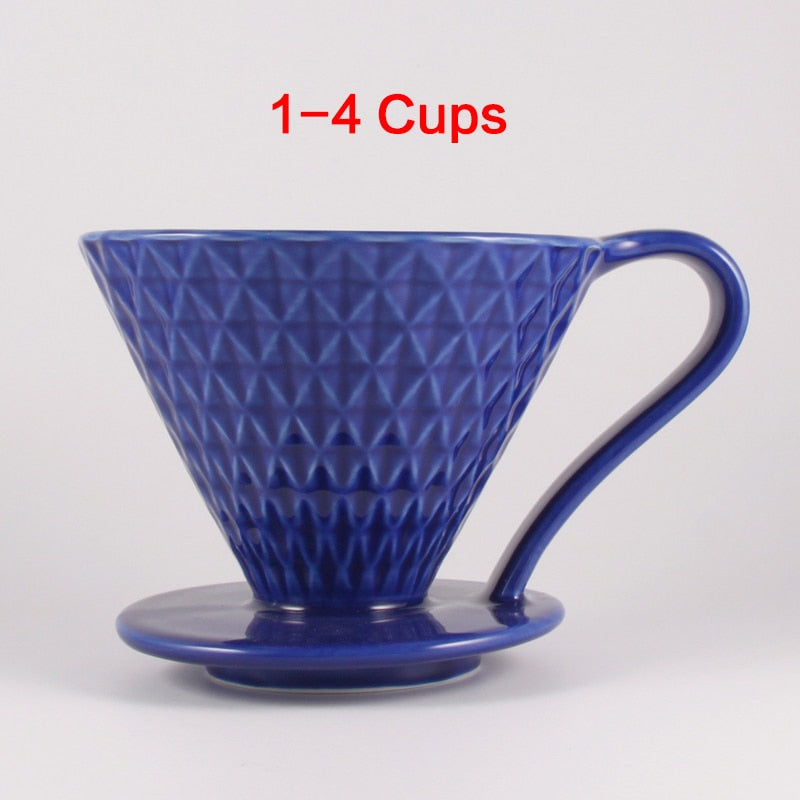 Ceramic Coffee Filters V60 Coffee Drip Filter Cup Diamond shape Permanent Pour Over Coffee Maker