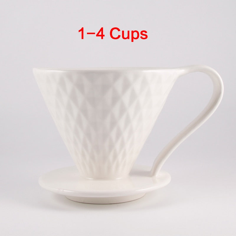 Ceramic Coffee Filters V60 Coffee Drip Filter Cup Diamond shape Permanent Pour Over Coffee Maker