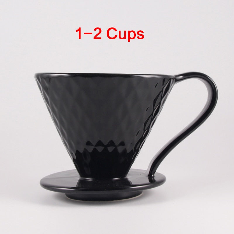 Ceramic Coffee Filters V60 Coffee Drip Filter Cup Diamond shape Permanent Pour Over Coffee Maker