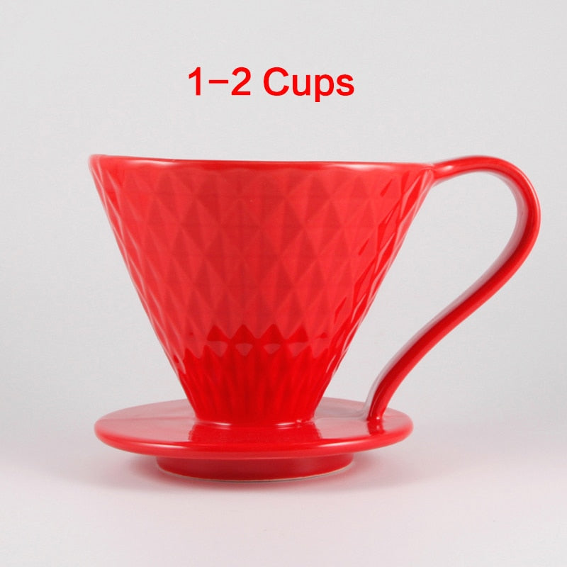 Ceramic Coffee Filters V60 Coffee Drip Filter Cup Diamond shape Permanent Pour Over Coffee Maker