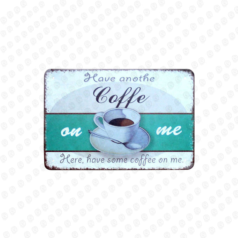 Coffee Chocolate Plates Retro Tin Sign Tavern Cafe Barber Shop Home Kitchen Restaurant Wall Poster