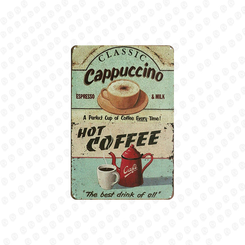 Coffee Chocolate Plates Retro Tin Sign Tavern Cafe Barber Shop Home Kitchen Restaurant Wall Poster